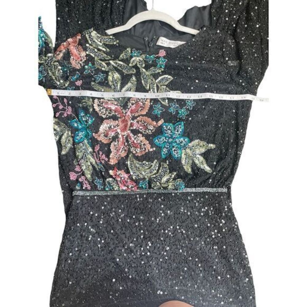 Mac Duggal 5615 Embellished Multi Color Floral High Neck Black Gown Size 4 - Picture 10 of 16